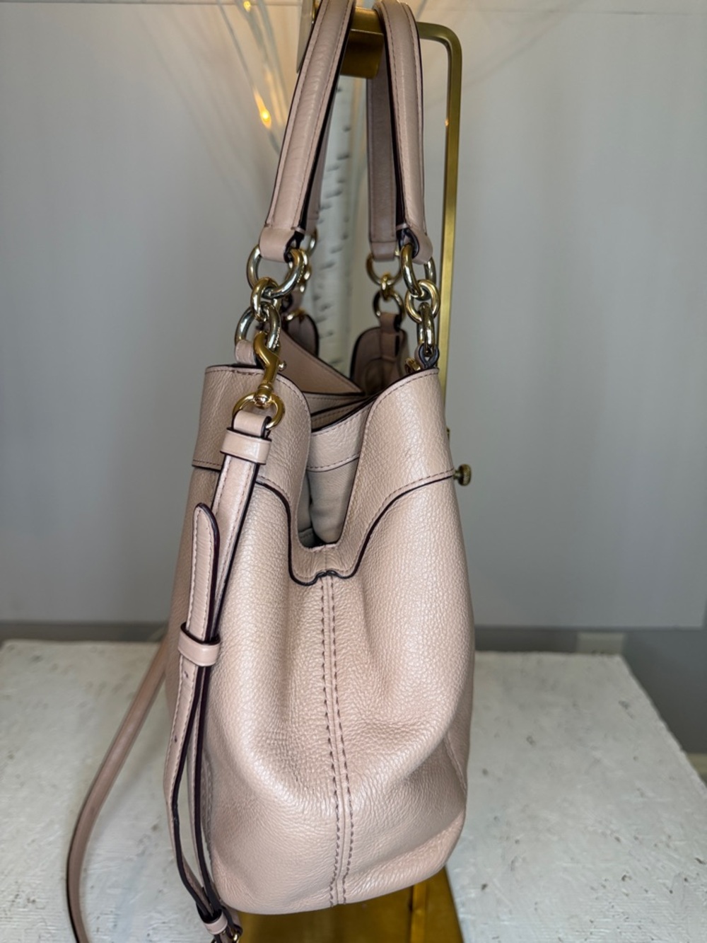 Coach EUC Lexy Beachwood pebbled Leather Blush convertible bag Stunning! - Picture 4 of 10